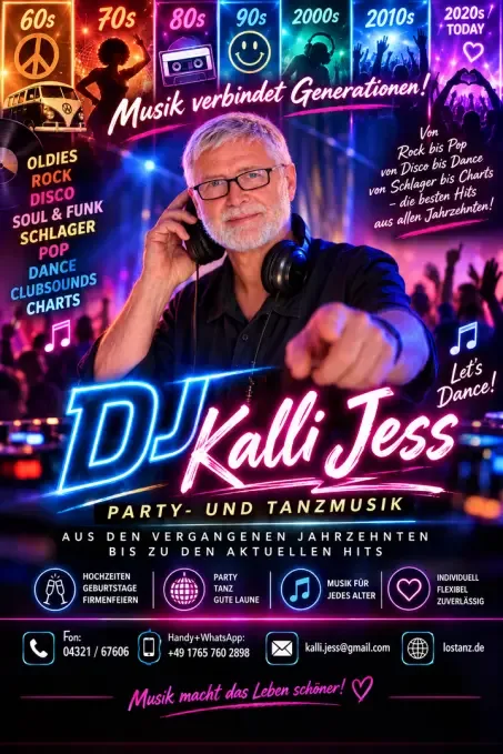Plakat DJ Kalli Jess Party- und Tanzmusik
